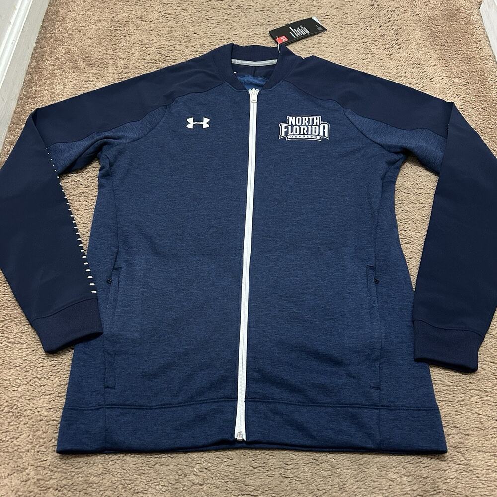 UNF University Of North Florida Ospreys Full Zip Jacket Cold Gear Men Sz S Blue